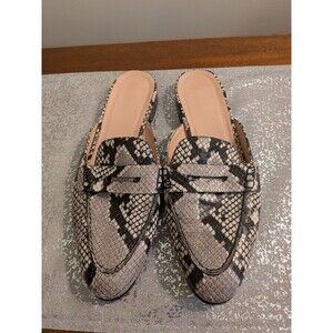 J. Crew Academy Penny Loafer Mules Women's 10 Snake-embossed Leather Shoes Prep